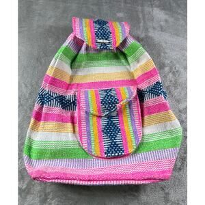 Colorful Kidcore Drawstring Backpack Dopamine Dressing Maximalist Striped Bag